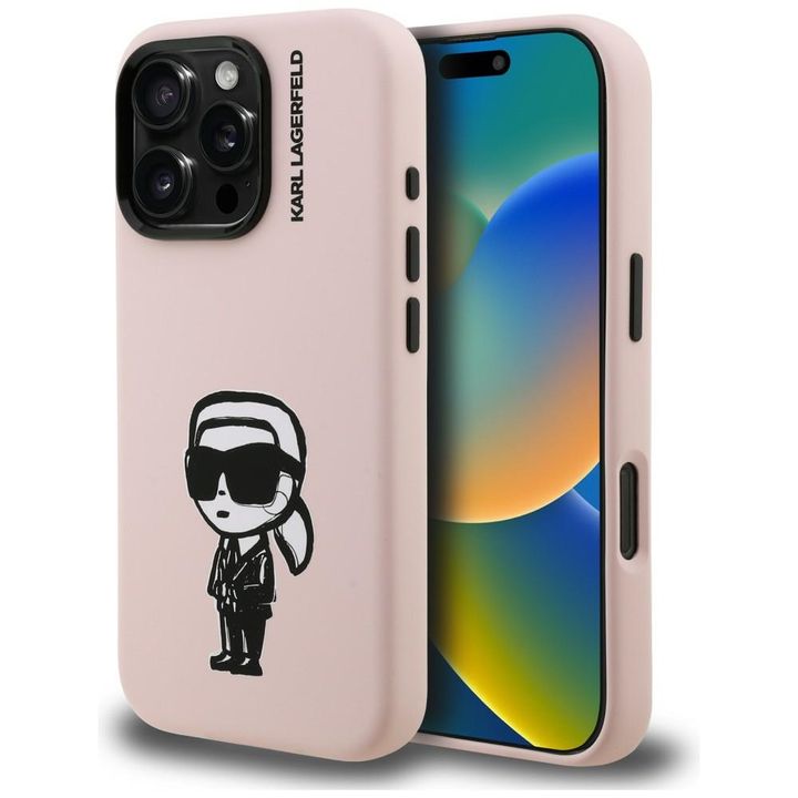 Etui Karl Lagerfeld Silicone Karl Sketch MagSafe do iPhone 16 Pro różowy na NearMe.pl