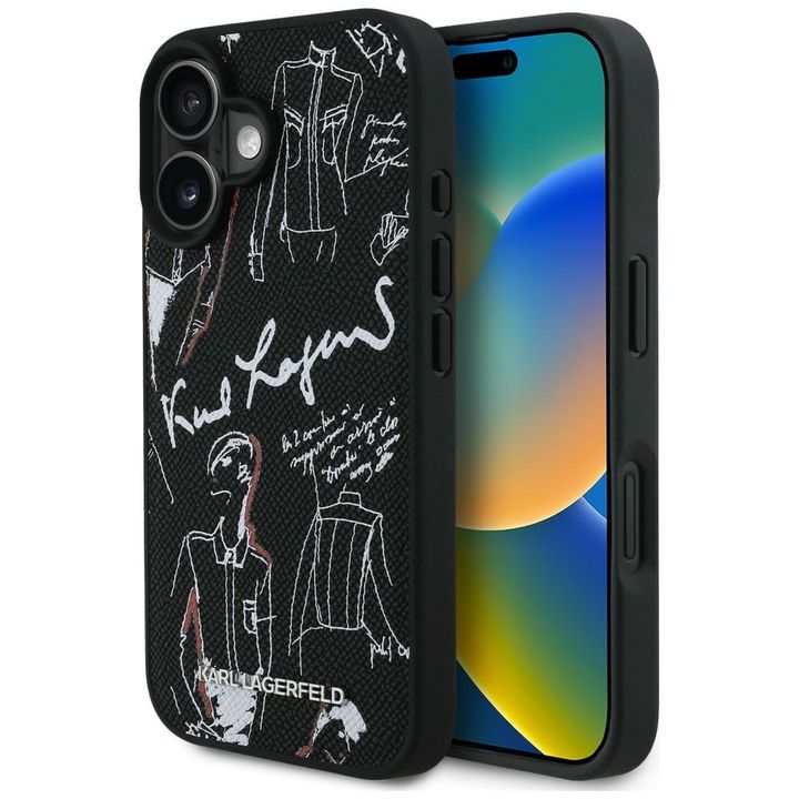 Etui Karl Lagerfeld Grained Pattern &    Logo MagSafe do iPhone 16 czarny na NearMe.pl