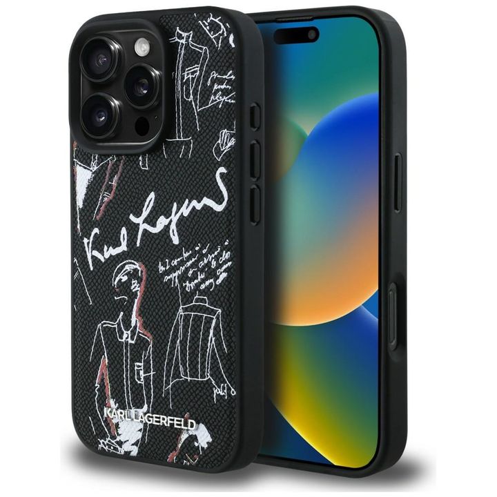 Etui Karl Lagerfeld Grained Pattern &    Logo MagSafe do iPhone 16 Pro czarny na NearMe.pl