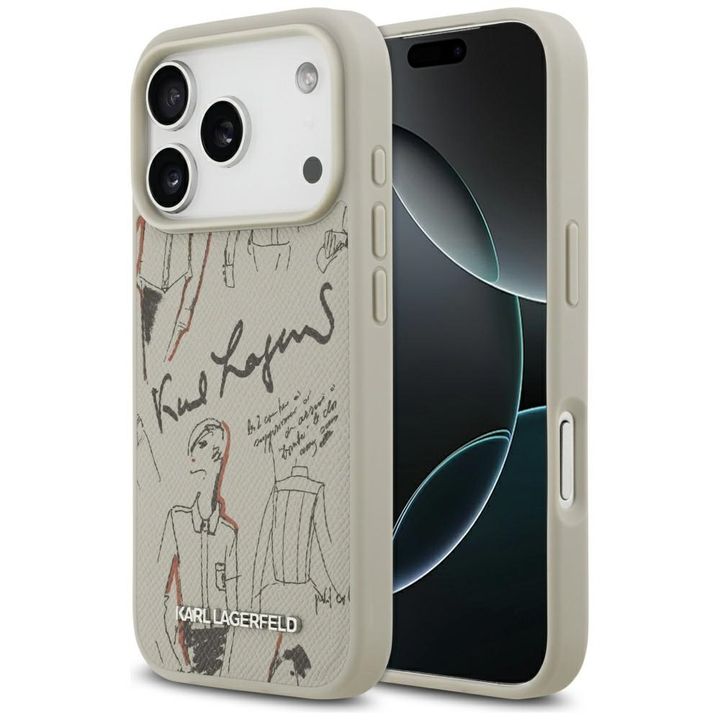 Etui Karl Lagerfeld Grained Pattern &    Logo MagSafe do iPhone 17 Pro szary na NearMe.pl