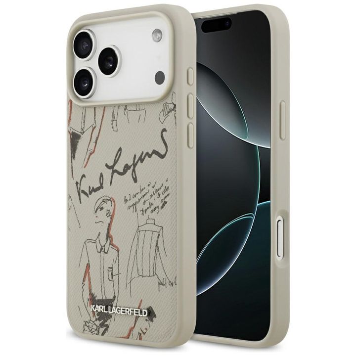 Etui Karl Lagerfeld Grained Pattern &    Logo MagSafe do iPhone 17 Pro Max szary na NearMe.pl