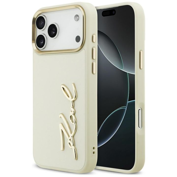 Etui Karl Lagerfeld Karl Script Logo do  iPhone 17 Pro Max beżowy na NearMe.pl