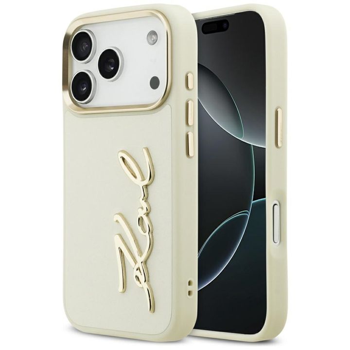 Etui Karl Lagerfeld Karl Script Logo do  iPhone 17 Pro beżowy na NearMe.pl