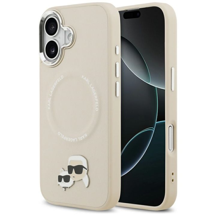 Etui Karl Lagerfeld Karl & Choupette     Pins MagSafe do iPhone 17 beżowy na NearMe.pl