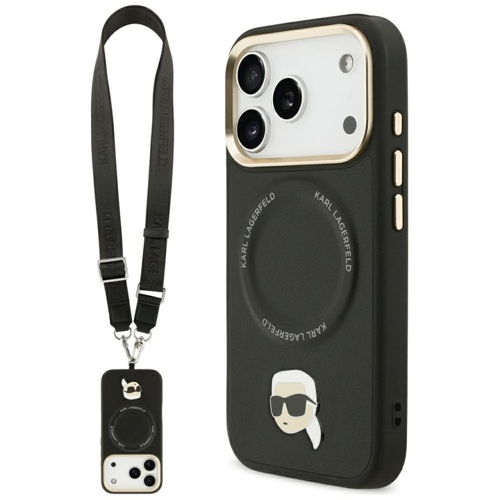 Etui Karl Lagerfeld Big Strap Karl Metal Logo MagSafe do iPhone 17 Pro Max czarny na NearMe.pl