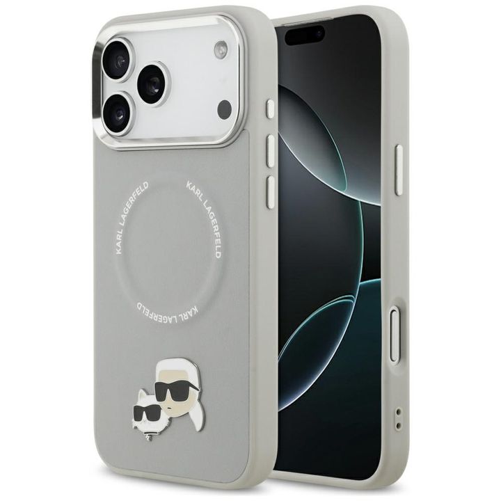 Etui Karl Lagerfeld Karl & Choupette     Pins MagSafe do iPhone 17 Pro szary na NearMe.pl