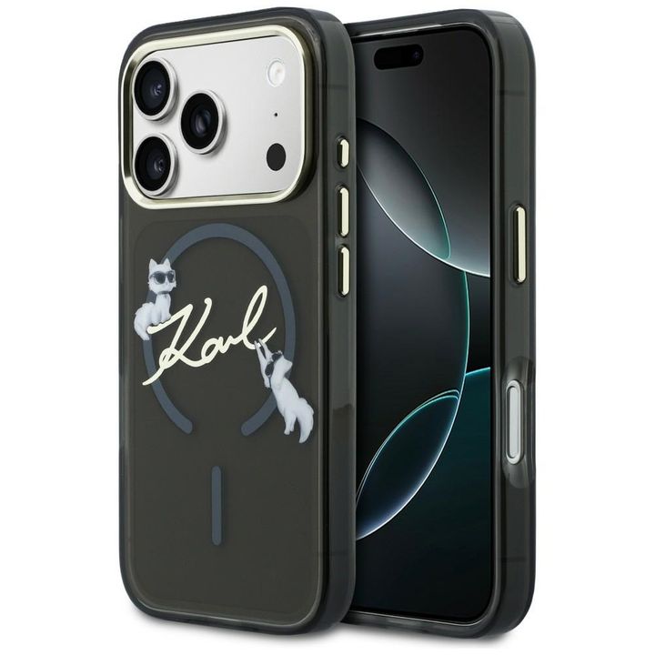 Etui Karl Lagerfeld IML Choupettes Karl  Script Logo MagSafe do iPhone 17 Pro czarny na NearMe.pl