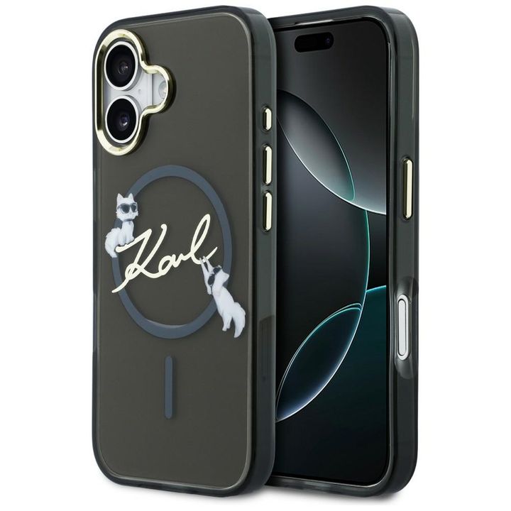 Etui Karl Lagerfeld IML Choupettes Karl  Script Logo MagSafe do iPhone 17 czarny na NearMe.pl