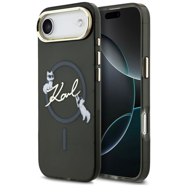 Etui Karl Lagerfeld IML Choupettes Karl  Script Logo MagSafe do iPhone Air czarny na NearMe.pl