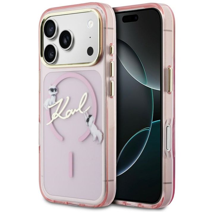 Etui Karl Lagerfeld IML Choupettes Karl  Script Logo MagSafe do iPhone 17 Pro różowy na NearMe.pl