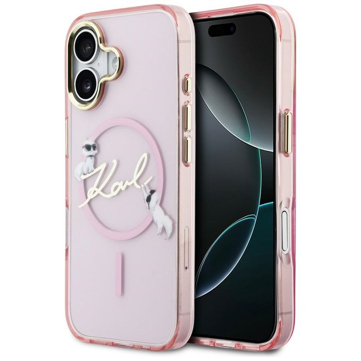 Etui Karl Lagerfeld IML Choupettes Karl  Script Logo MagSafe do iPhone 17 różowy na NearMe.pl