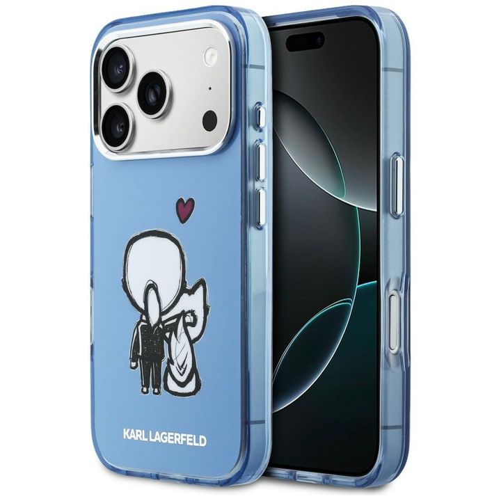 Etui Karl Lagerfeld Karl & Choupette     Back MagSafe do iPhone 17 Pro niebieski na NearMe.pl