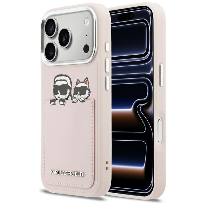 Etui Karl Lagerfeld Karl & Choupette     Print & Pocket do iPhone 17 Pro różowy na NearMe.pl