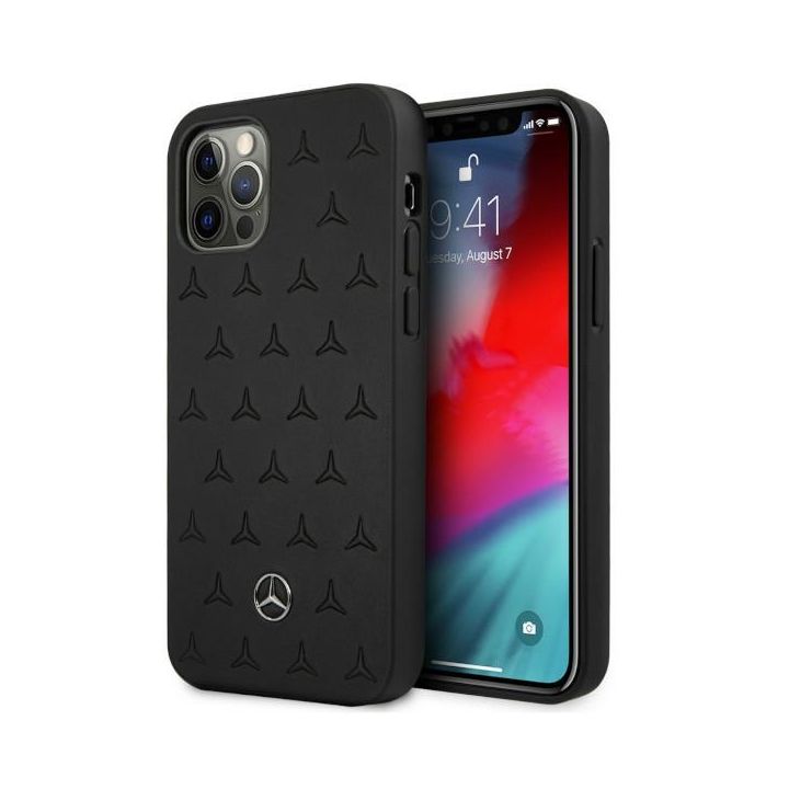 Mercedes MEHCP12MPSQBK iPhone 12/12 Pro6,1" czarny/black hardcase Leather Stars Pattern na NearMe.pl