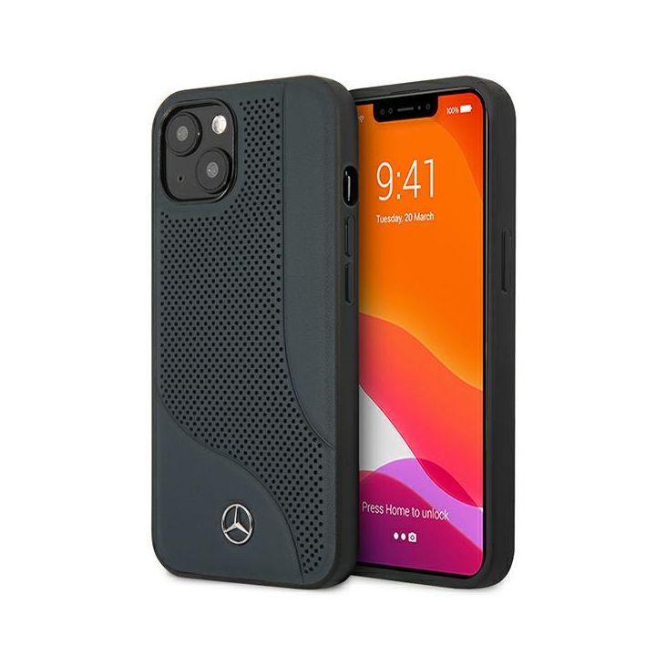 Mercedes MEHCP13MCDONA iPhone 13 / 14/ 15 6.1" granatowy/navy hardcase Leather Perforated Area na NearMe.pl