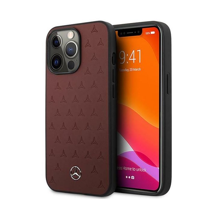 Mercedes MEHCP13XPSQRE iPhone 13 Pro Max6,7" czerwony/red hardcase Leather Stars Pattern na NearMe.pl