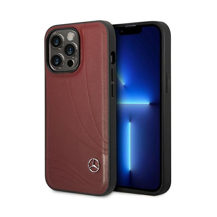 Mercedes MEHCP14L8ROLR iPhone 14 Pro 6.1" czerwony/red hardcase Leather Wave Patern na NearMe.pl