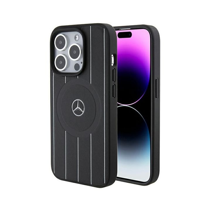 Mercedes MEHMP15L23RHSK iPhone 15 Pro 6.1" czarny/black hardcase Stripes Pattern Leather MagSafe na NearMe.pl