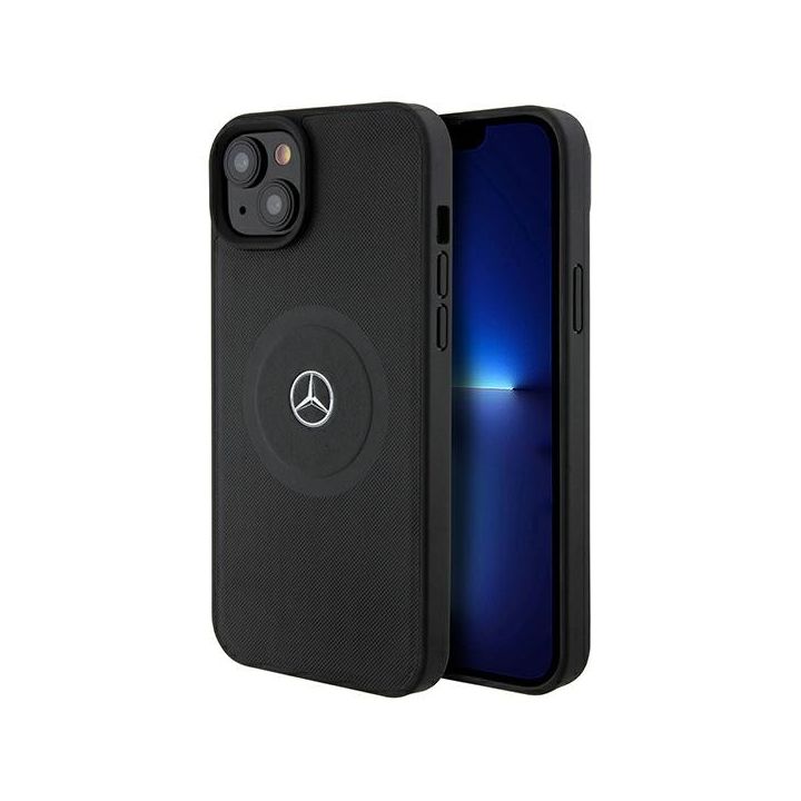Mercedes MEHMP15S23RMMK iPhone 15 / 14 / 13 6.1" czarny/black hardcase Crossed Lines Pattern Leather MagSafe na NearMe.pl