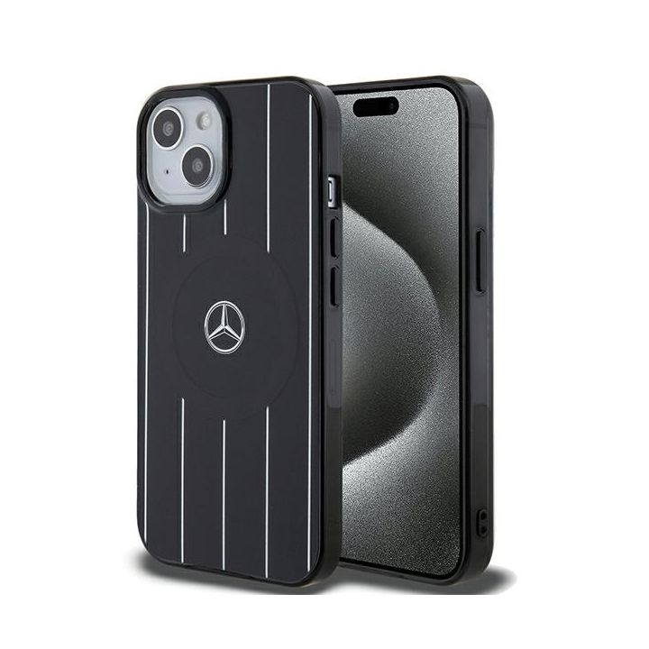 Mercedes MEHMP15S23HRSK iPhone 15 / 14 / 13 6.1" czarny/black hardcase Double Layer Crossed Lines MagSafe na NearMe.pl