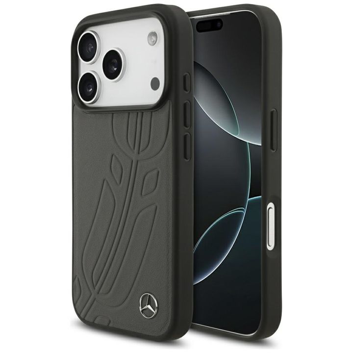 Etui Mercedes Leather Large Laurel Leave MagSafe do iPhone 17 Pro antracyt na NearMe.pl