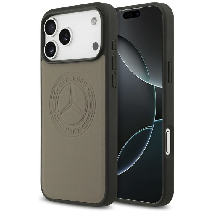 Etui Mercedes Leather Vintage Logo       MagSafe do iPhone 17 Pro Max taupe na NearMe.pl