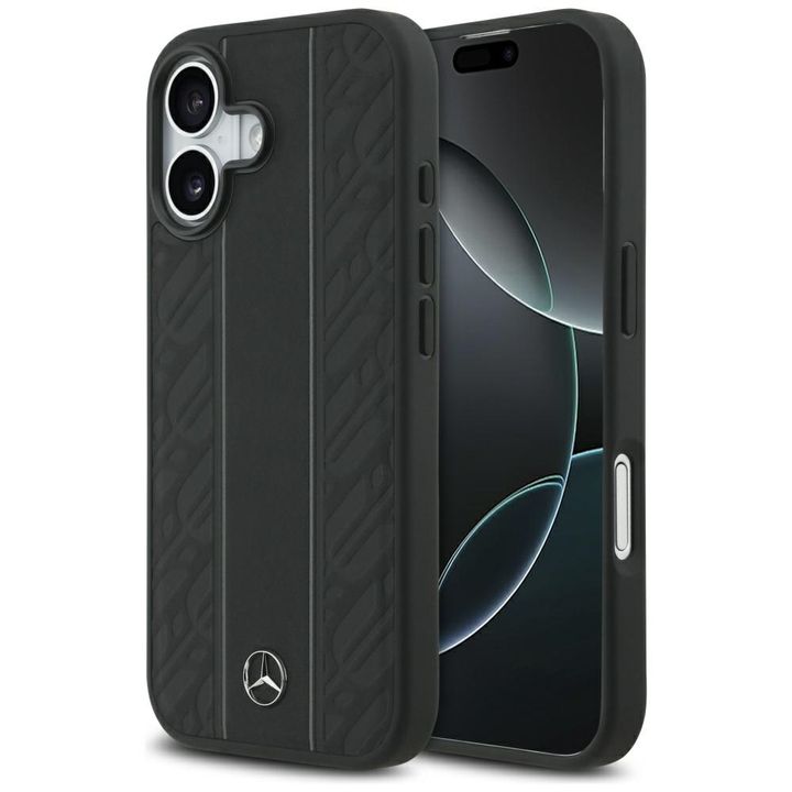 Etui Mercedes Leather Laurel Leaves      Stripes MagSafe do iPhone 17 czarny na NearMe.pl
