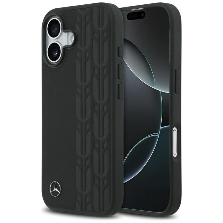 Etui Mercedes Leather Laurel Leaves      MagSafe do iPhone 17 czarny na NearMe.pl