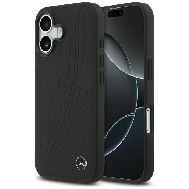 Etui Mercedes Leather Large Laurel Leave MagSafe do iPhone 17 czarny na NearMe.pl