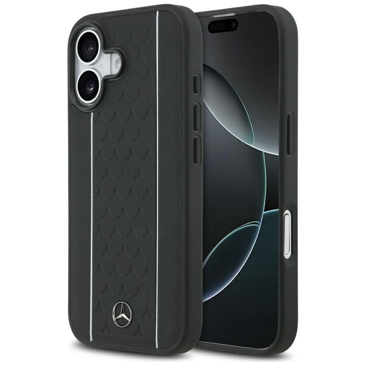Etui Mercedes Leather Star Pattern       Stripes MagSafe do iPhone 17 czarny na NearMe.pl