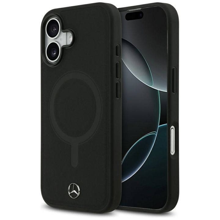 Etui Mercedes Plain Smooth Leather       MagSafe do iPhone 17 czarny na NearMe.pl