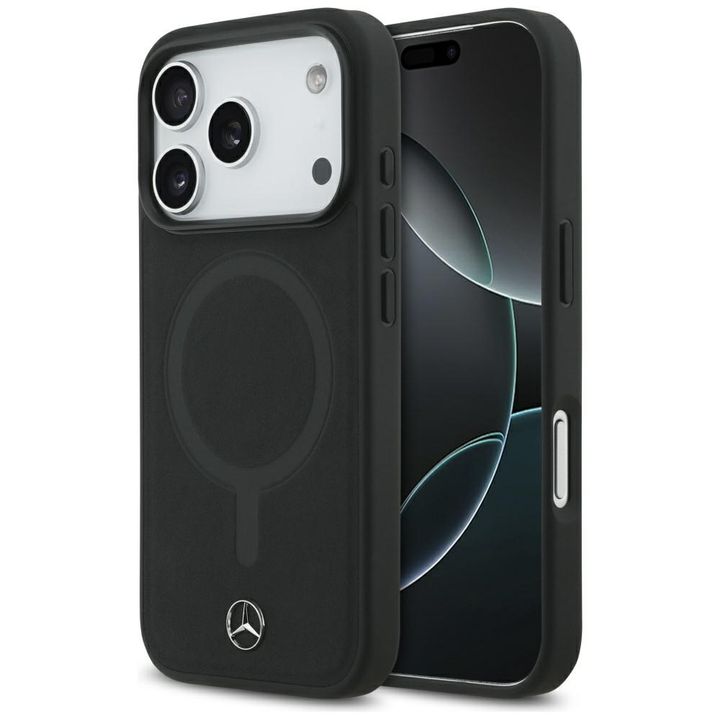 Etui Mercedes Plain Smooth Leather       MagSafe do iPhone 17 Pro czarny na NearMe.pl