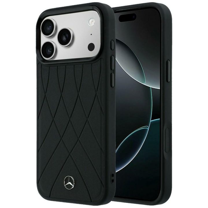 Etui Mercedes Leather with Crossed Lines MagSafe do iPhone 17 Pro czarny na NearMe.pl