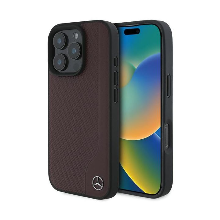 Mercedes MEHMP16L23RBGVR iPhone 16 Pro 6.3" czerwony/red hardcase MB Wood Imitation Leather MagSafe na NearMe.pl