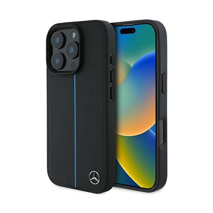 Mercedes MEHMP16L23RURBK iPhone 16 Pro 6.3" czarny/black hardcase MB Blue Line Leather MagSafe na NearMe.pl
