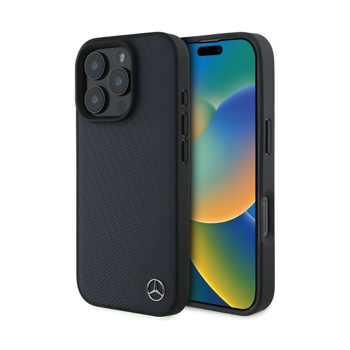 Mercedes MEHMP16X23RBGVV iPhone 16 Pro Max 6.9" granatowy/navy hardcase MB Wood Imitation Leather MagSafe na NearMe.pl