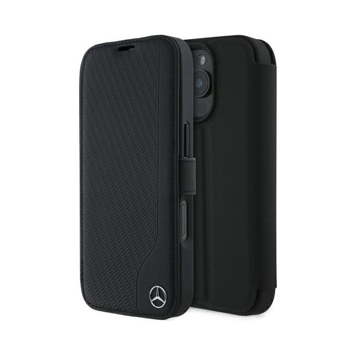 Mercedes MEBKP16X23RBGVK iPhone 16 Pro   Max 6.9" czarny/black bookcase Leather Wood Imitation na NearMe.pl
