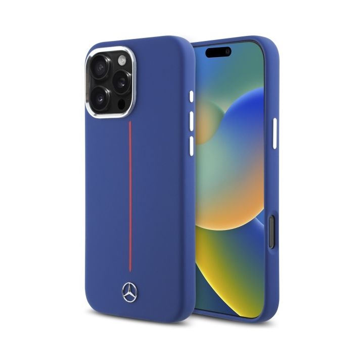 Mercedes MEHMP16X23SUMRV iPhone 16 Pro   Max 6.9" granatowy/navy hardcase Silicone Red Stripe MagSafe na NearMe.pl