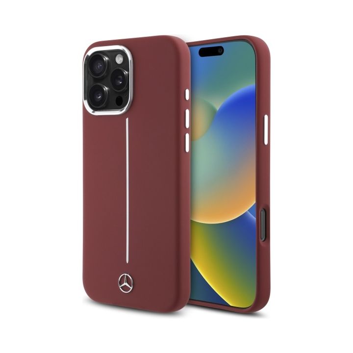 Mercedes MEHMP16X23SUMSR iPhone 16 Pro   Max 6.9" czerwony/red hardcase Silicone White Stripe MagSafe na NearMe.pl