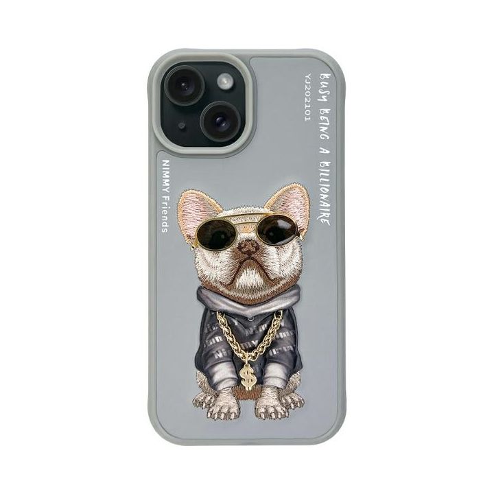 Nimmy etui iPhone 15 6.1" szary/gray     Glasses Cool Dog na NearMe.pl
