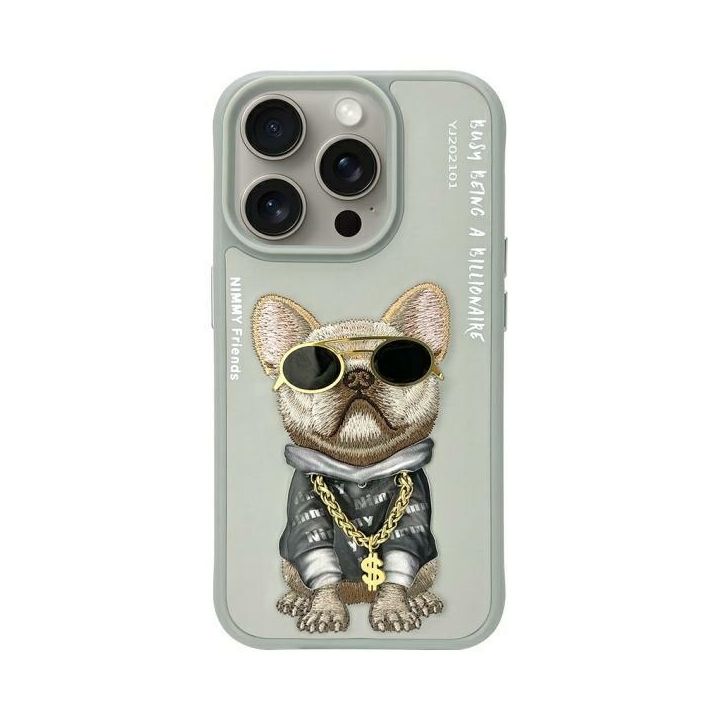 Nimmy etui iPhone 15 Pro 6.1" szary/gray Glasses Cool Dog na NearMe.pl