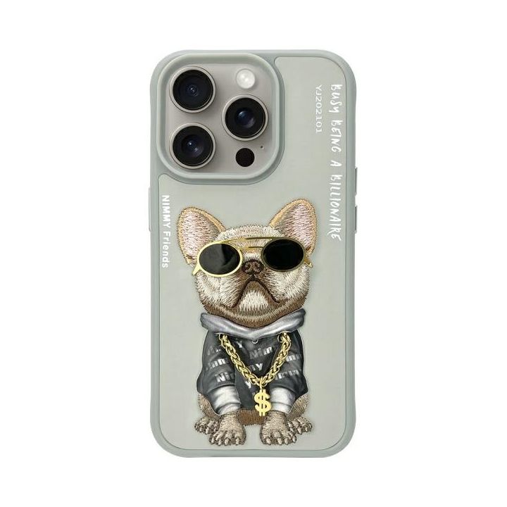 Nimmy etui iPhone 15 Pro Max 6.7"        szary/gray Glasses Cool Dog na NearMe.pl