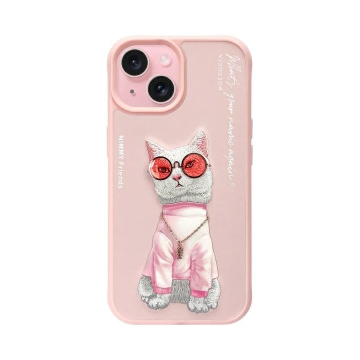 Nimmy etui iPhone 15 6.1" różowy/pink    Glasses Cool Cat na NearMe.pl