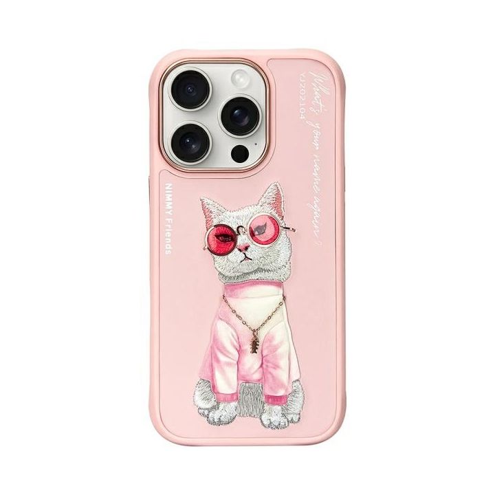 Nimmy etui iPhone 16 Pro 6.3"            różowy/pink Glasses Cool Cat na NearMe.pl