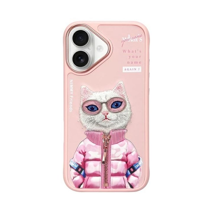 Nimmy etui iPhone 16 6.1" różowy/pink    Cool&Cute 2.0 Cat na NearMe.pl