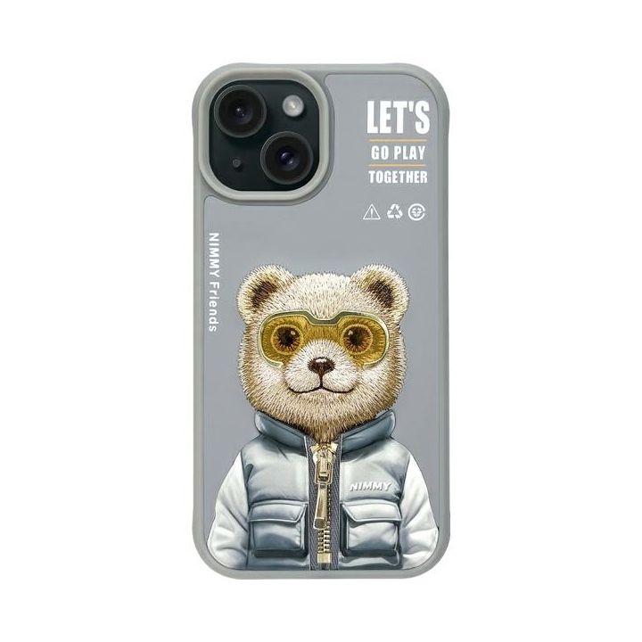 Nimmy etui iPhone 15 6.1" szary/gray     Cool&Cute 2.0 Bear na NearMe.pl