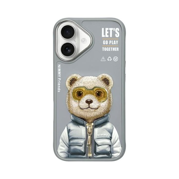 Nimmy etui iPhone 16 6.1" szary/gray     Cool&Cute 2.0 Bear na NearMe.pl