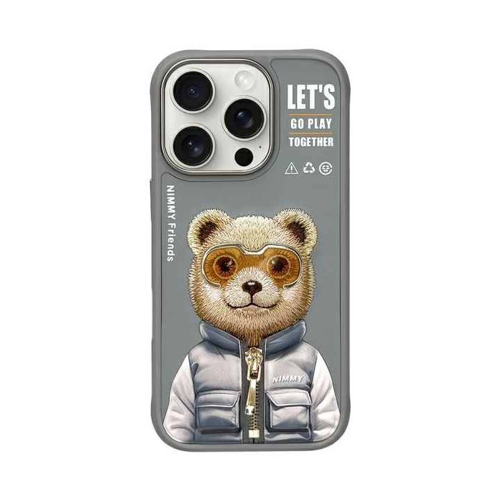 Nimmy etui iPhone 16 Pro Max 6.9"        szary/gray Cool&Cute 2.0 Bear na NearMe.pl