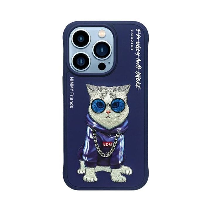 Nimmy etui iPhone 15 Pro 6.1"            niebieski/blue Glasses Cool Cat na NearMe.pl