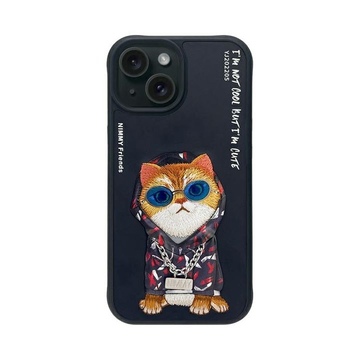 Nimmy etui iPhone 15 6.1" czarny/black   Glasses Cool Cat na NearMe.pl